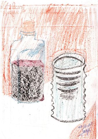 Botella y vaso